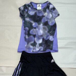 adidas Active Top and Skort Bottom Set Girl's Size 5 Purple and Black